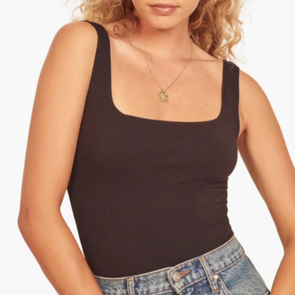 reformation jeans elise bodysuit black size small